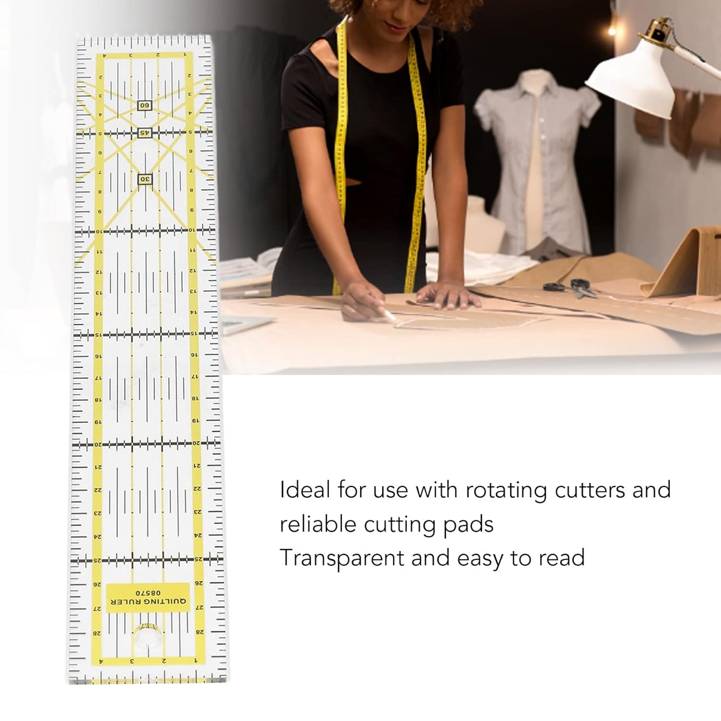 Sewing Ruler, Acrylic Clear Ruler for Sewing, Transparent Quilting for Designing Layout Quilting 5x30cm