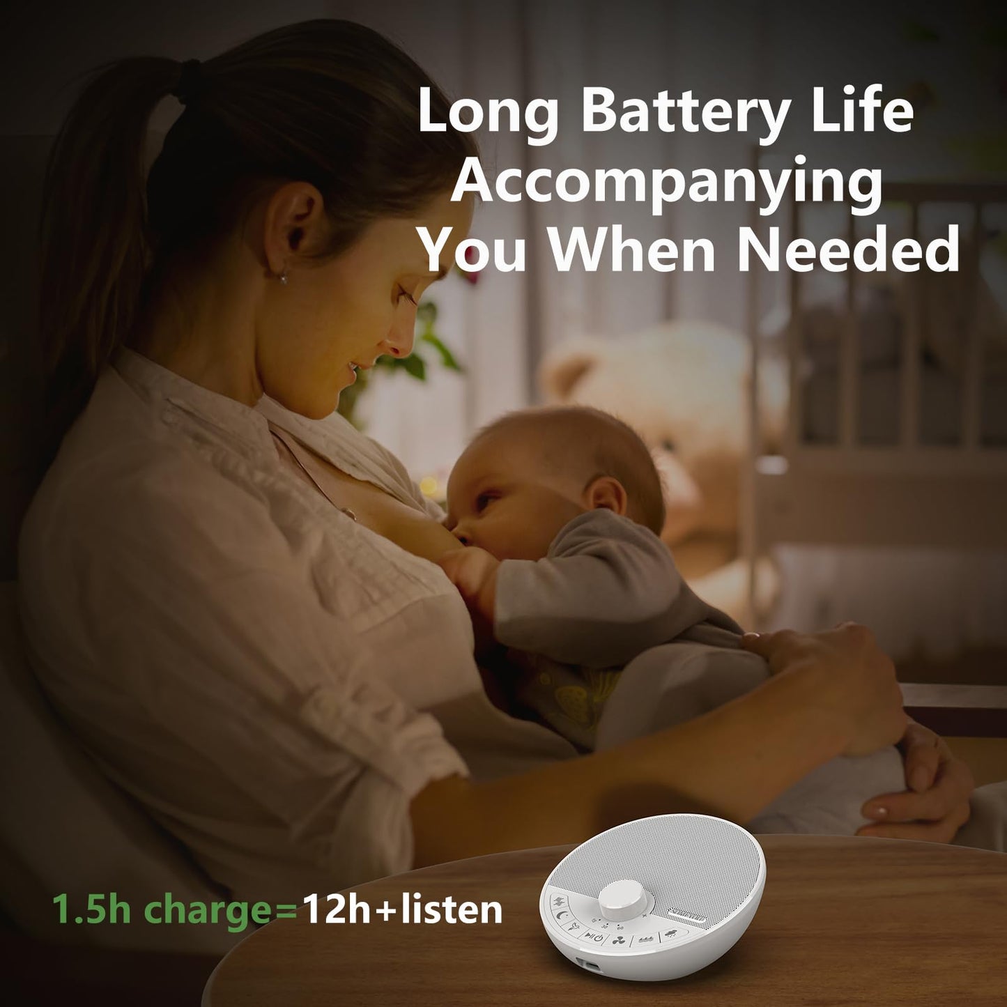 Someyou Portable White Noise Sound Machine with 18 Sleep Sounds, Battery Powered Bluetooth Function Knob Volume Control Sleep Timer, Travel White Noise Machine for Sleeping Adults Baby(White)