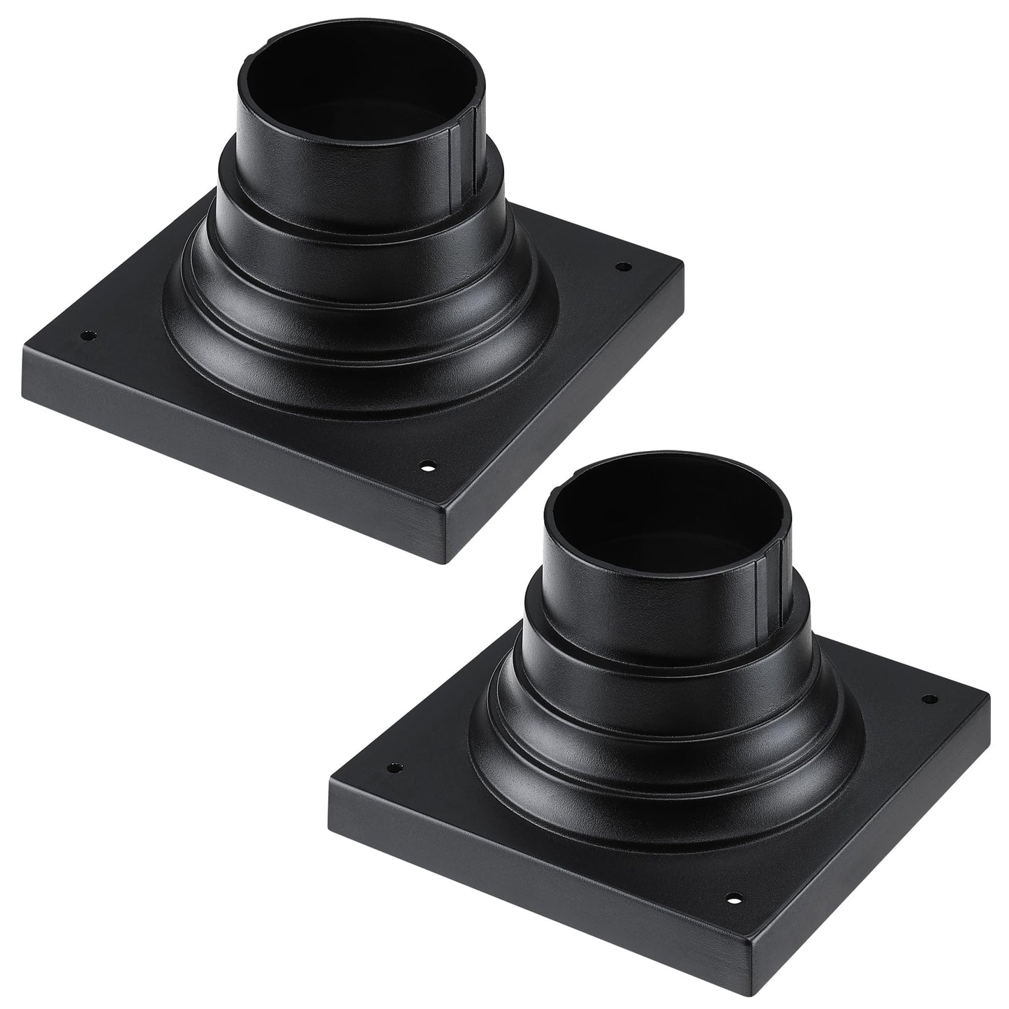 Faymart Lighting 2-Pack Square Anchor Base For Post Mounted Outdoor Lamps Aluminum Alloy Pedestal Mount Base For Stone Walls  Matte Black 6X6 Post Cap Adapter  3 Inch Pole Fitter
