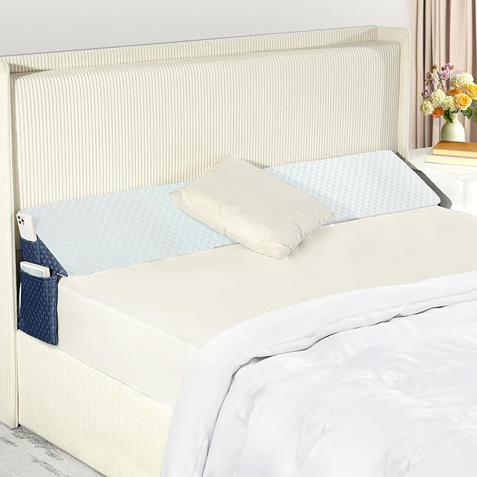 Full Bed Wedge Pillow for Headboard 54"x 10"x 6" Large/Mattress Gap Filler Close The Gap (0-6")/Foam Triangle Bloster Wedge Pillow headboard for Headboard Gap Between Mattress and Headboard