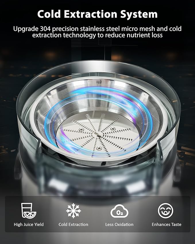1200W 6-Speed Touch LCD Screen Centrifugal Juicer with 3.2'' Big Wide Chute, Healnitor Juice Extractor Machines Vegetable and Fruit, Titanium Enhanced Filter, Easy Clean, BPA-Free, Silver