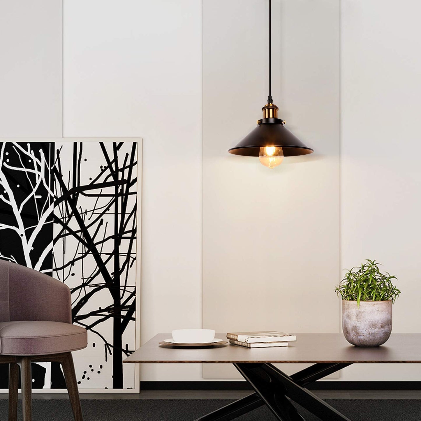 Newrays Pendant Light - Industrial Retro Black Iron - 3 Pack - Model PD2020-3