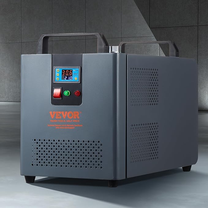 VEVOR Industrial Water Chiller, KH-6000, 200W Industrial Water Cooler Cooling System with Compressor 12 L Water Tank Capacity 7.8 L/min Max Flow Rate, for CO2 Laser Engraving Machine Cooling Machine