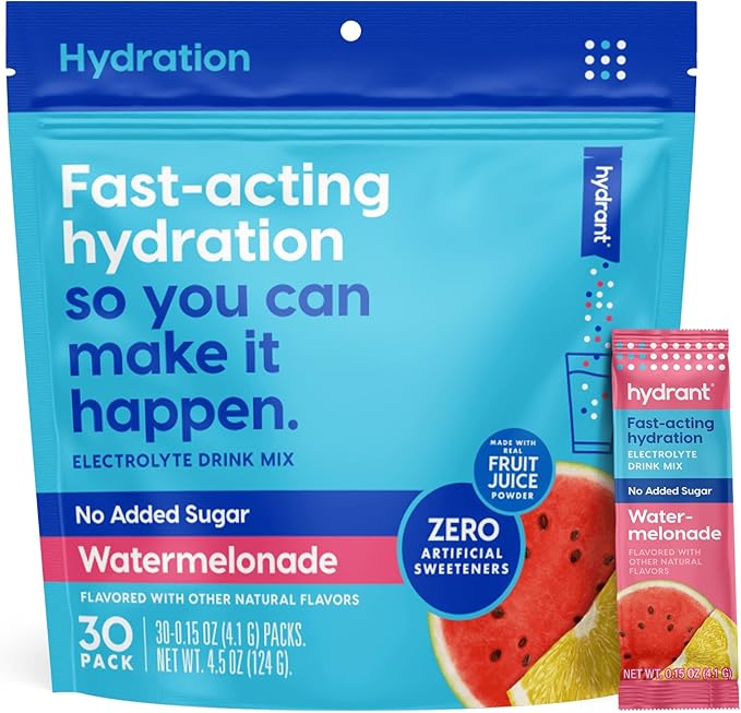 HYDRANT Hydrate No Added Sugar, Individual Hydration Electrolyte Powder Stick Packets with Zero Sugar and Electrolytes for...