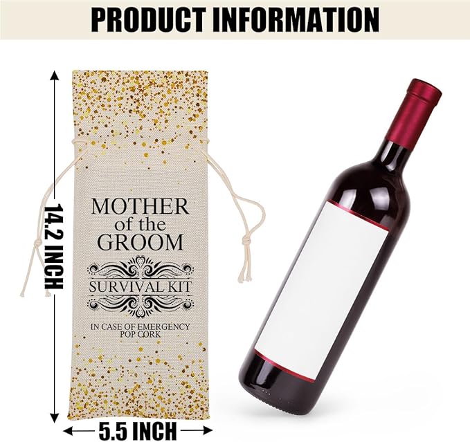 Mother of the Groom Wedding Wine Bag Bridal Shower Gifts Bachelorette Gifts for Bride Fiance Gifts for Women Him Friend Brother Bachelorette Party Wine Bags