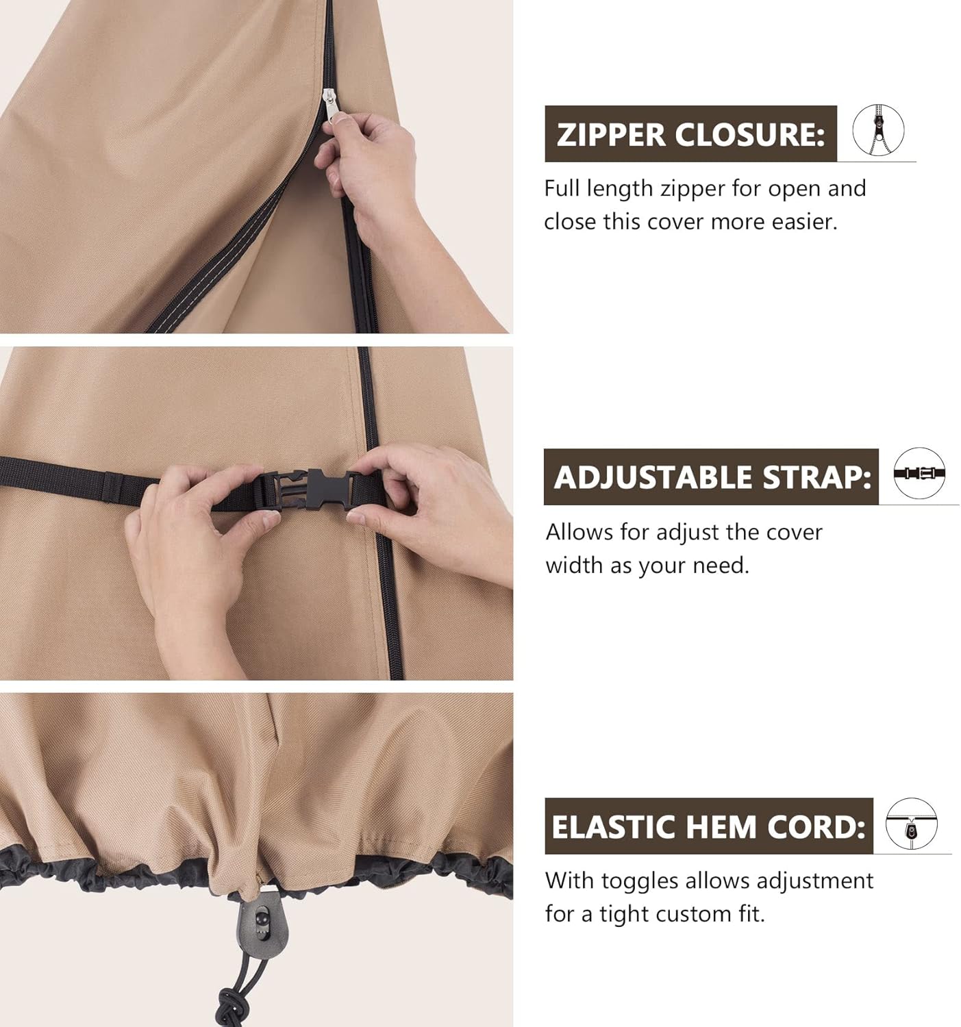 ULTCOVER Patio Parasol 600D Waterproof Outdoor Offset Banana Style Umbrella Cover - Fits Cantilever Offset Umbrella 7.5-11.5 Feet