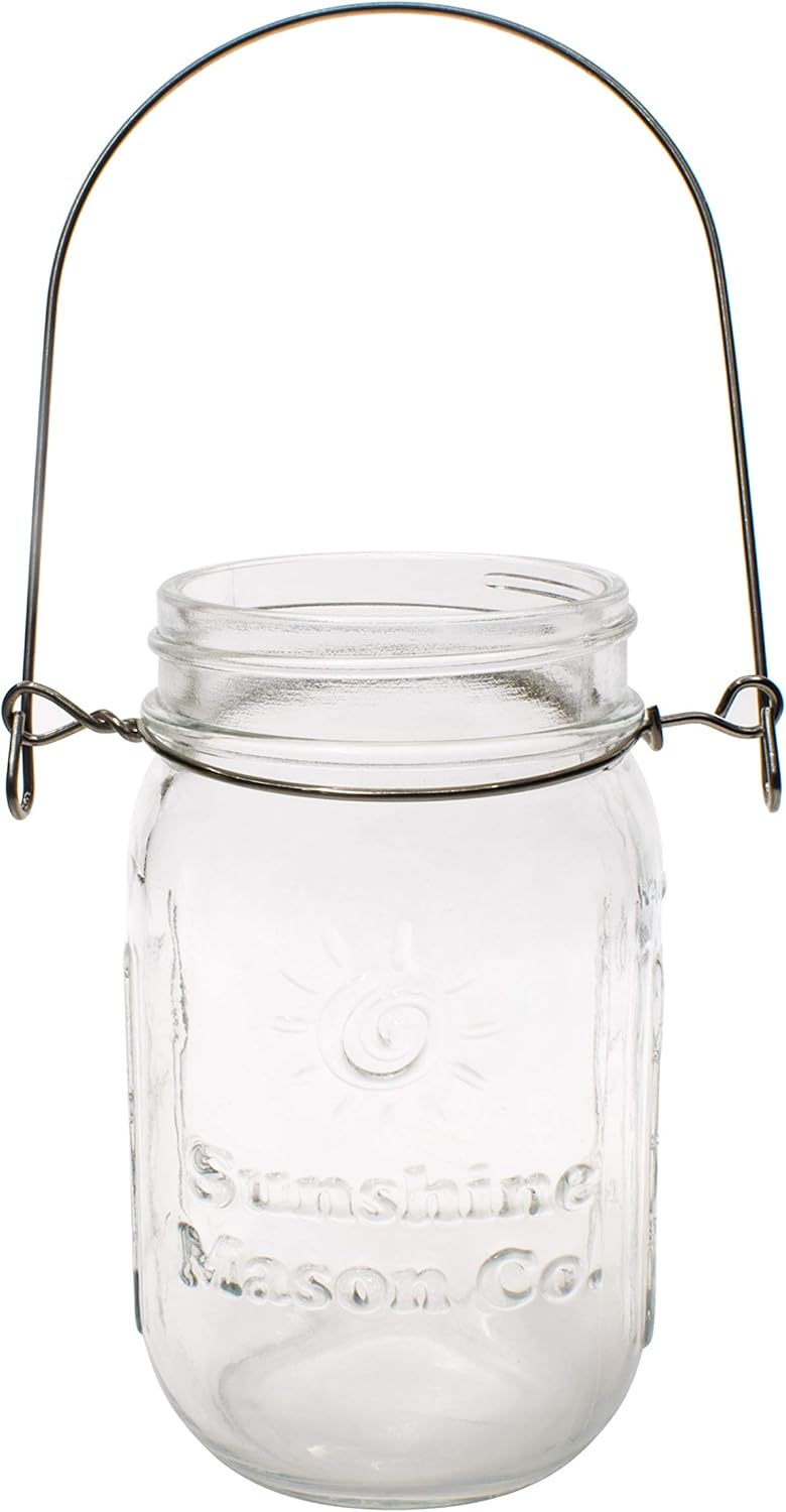 Pint Sized Glass Mason Jars with Hanger Handles Set of 6
