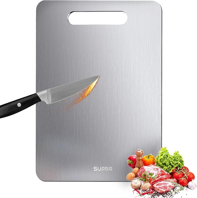 New Titanium Cutting Board - 100% Pure Titanium Cutting Boards For Kitche,Easy to clean, Double-sided food-grade Cutting Board For Cutting Meats, Fruits And Vegetables,18 * 12