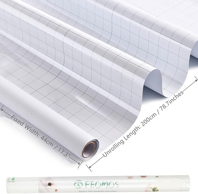 FEOMOS White Total Blackout Window Film, Static Cling Blackout Window Clings, 100% Light Blocking Film, Room Darkening Window Cover for Privacy Day Sleep Sun Blocking 17.3x78.7 inches