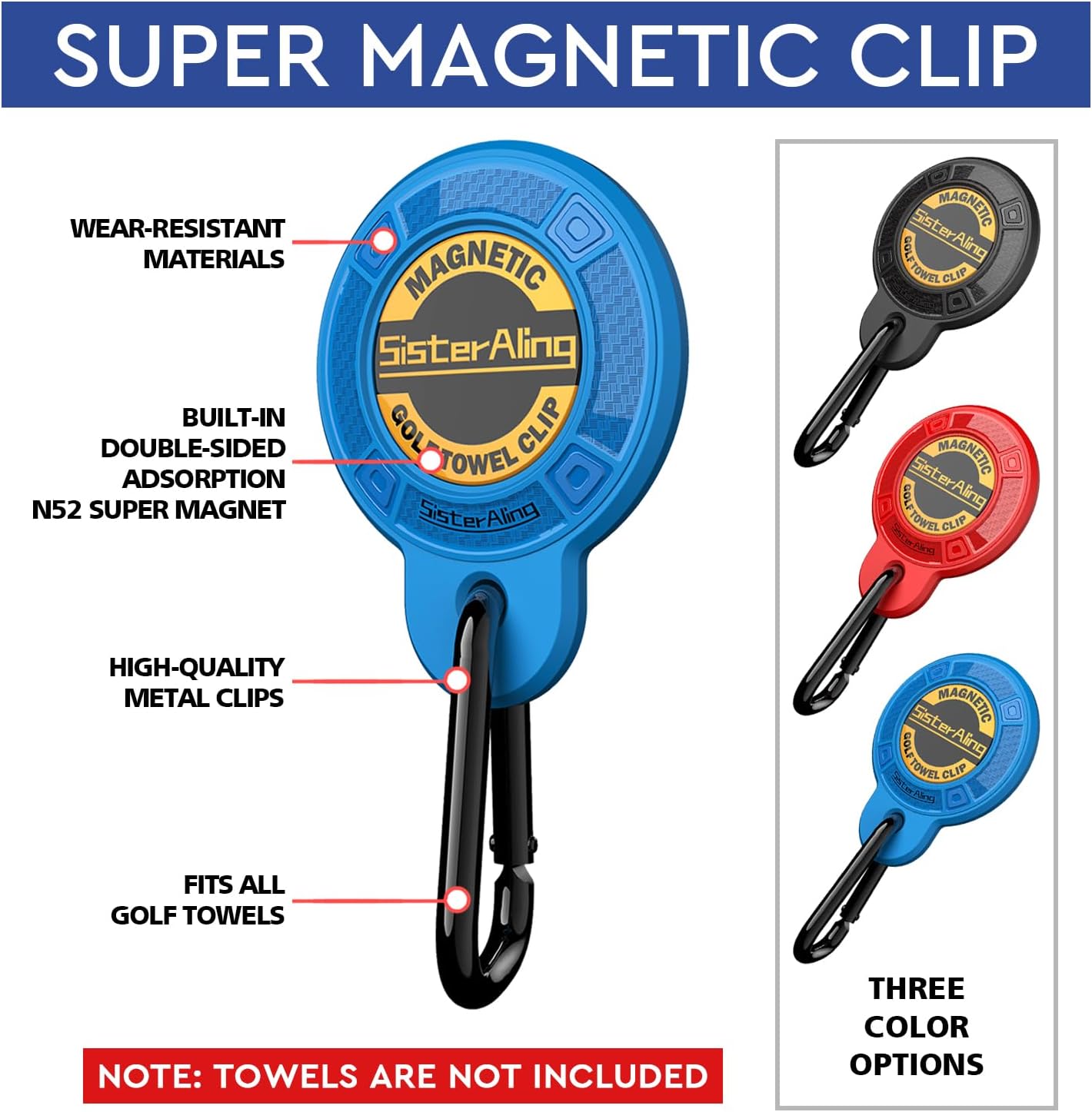 Magnetic Clip for Golf Towel,Removable Industrial Magnetic Accessories Design for Strong Hold to Golf Carts or Clubs
