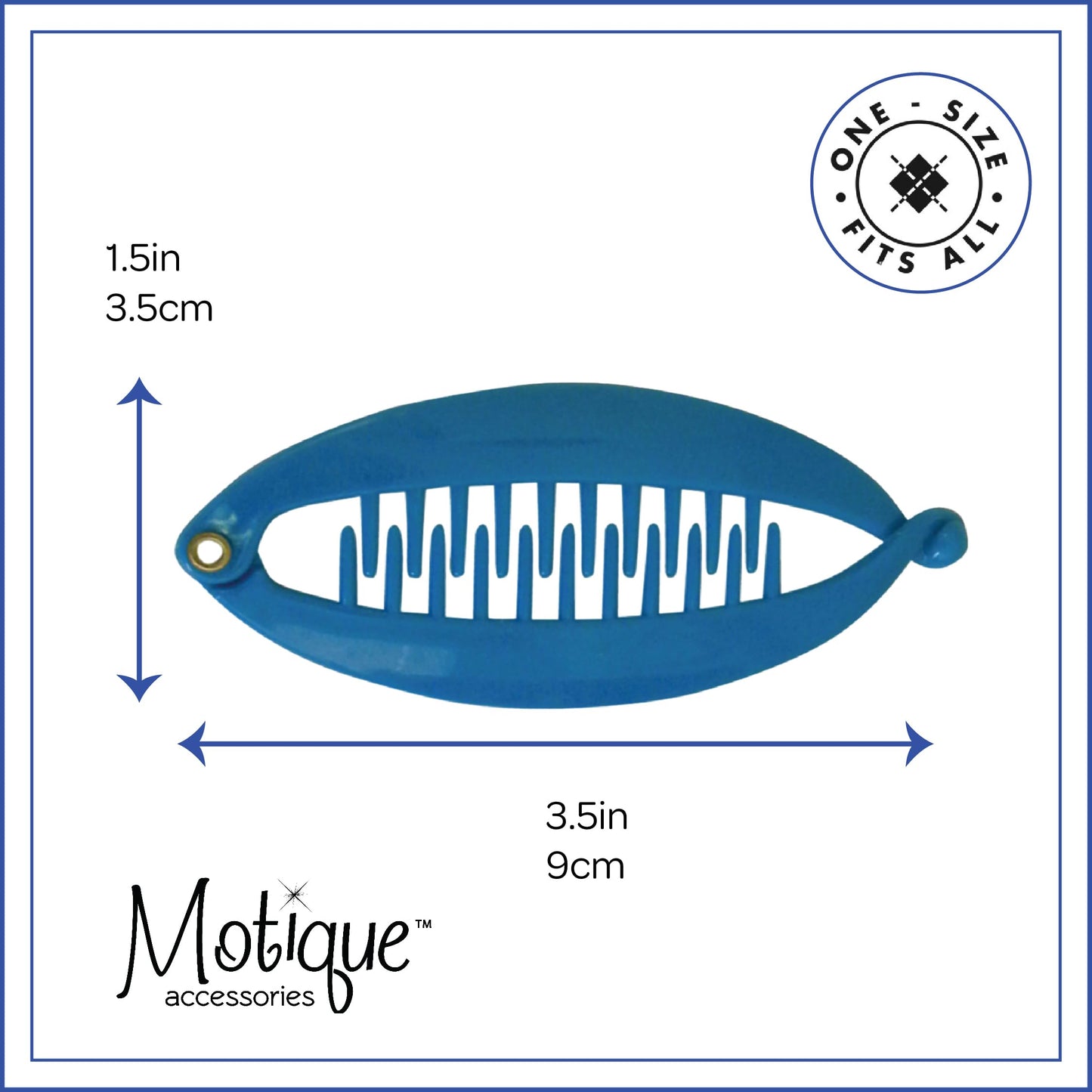 SET OF TWO Blue 3.5 Inch Mini Banana Clip Hair Clincher Rounded Edges Hair Comb