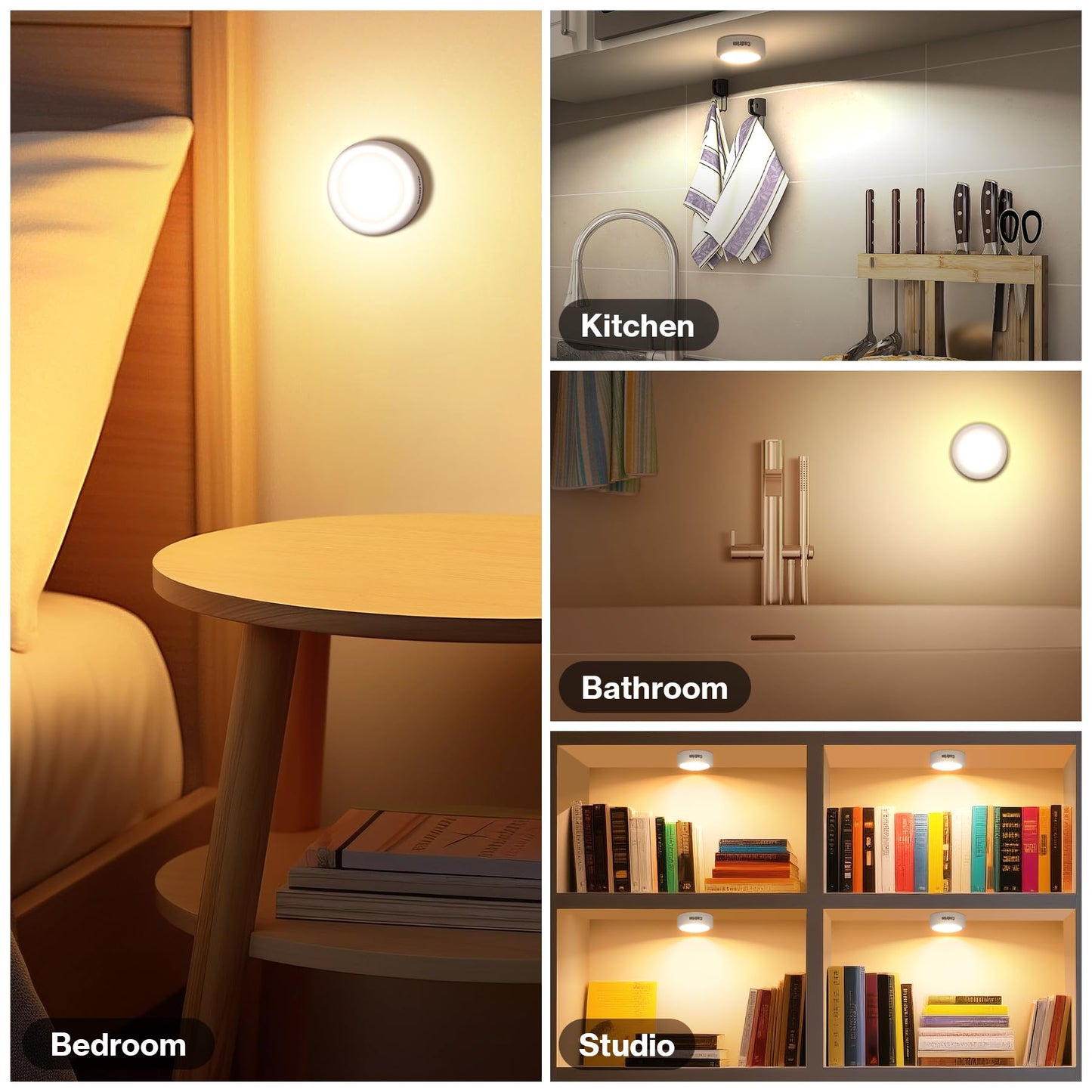 Cadrim Led Puck Lights, 13 Color Changeable, 6 Pack, Wireless Remote, Multicolor, A03 Model For Kitchen & Bedroom Lighting