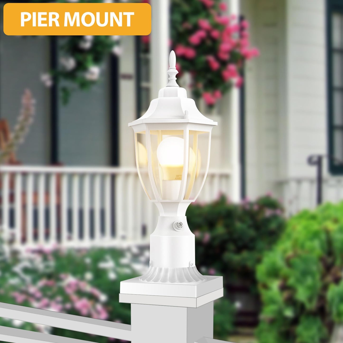 Lamomo Outdoor Post Lights  2 Packs Dusk To Dawn Lamp Post Light Fixture  Waterproof Aluminum White Lamp Posts Outdoor Lighting Pole Lantern For Yard Patio Pathway Garden