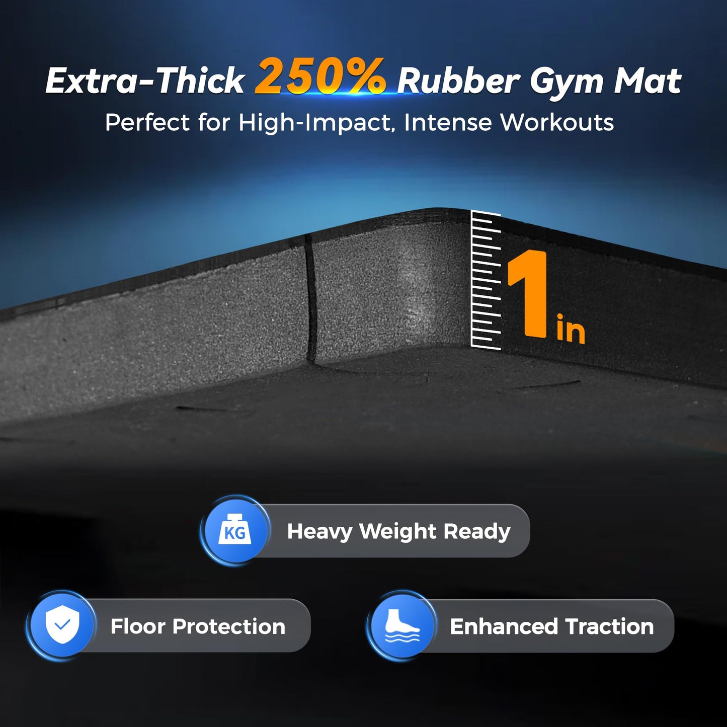 SUPERJARE 1" Extra-Thick Rubber Top Exercise Mat, Puzzle Gym Flooring for Home Gym, Gym Mat for Workout Equipment, Interlocking Floor Tiles with EVA Foam, 24 Pcs 96 Sq Ft, Black