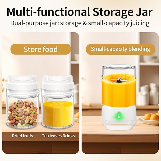 Portable Blender for Smoothies&Shakes 24oz Insulated Cup Cordless, Personal Small Licuadora Portatil With Stainless Steel Bottle, USB-C Rechargeable Travel Blender, BPA Free, for Juicing(White)