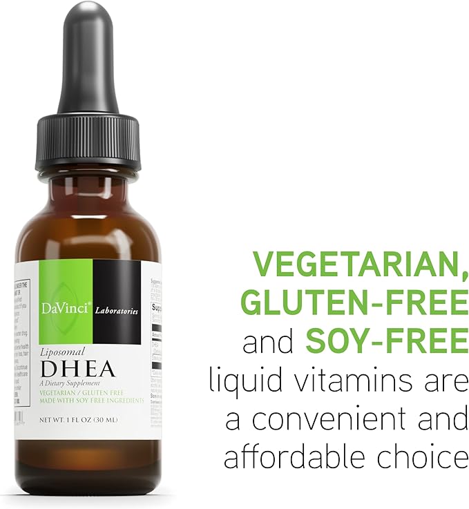 DAVINCI Labs Liposomal DHEA - Liquid Dietary Supplement to Support Immune System, Thyroid Health and Healthy Hormone Levels* - with DHEA (Dehydroepiandrosterone) and Stevia Leaf Extract - 30 ml