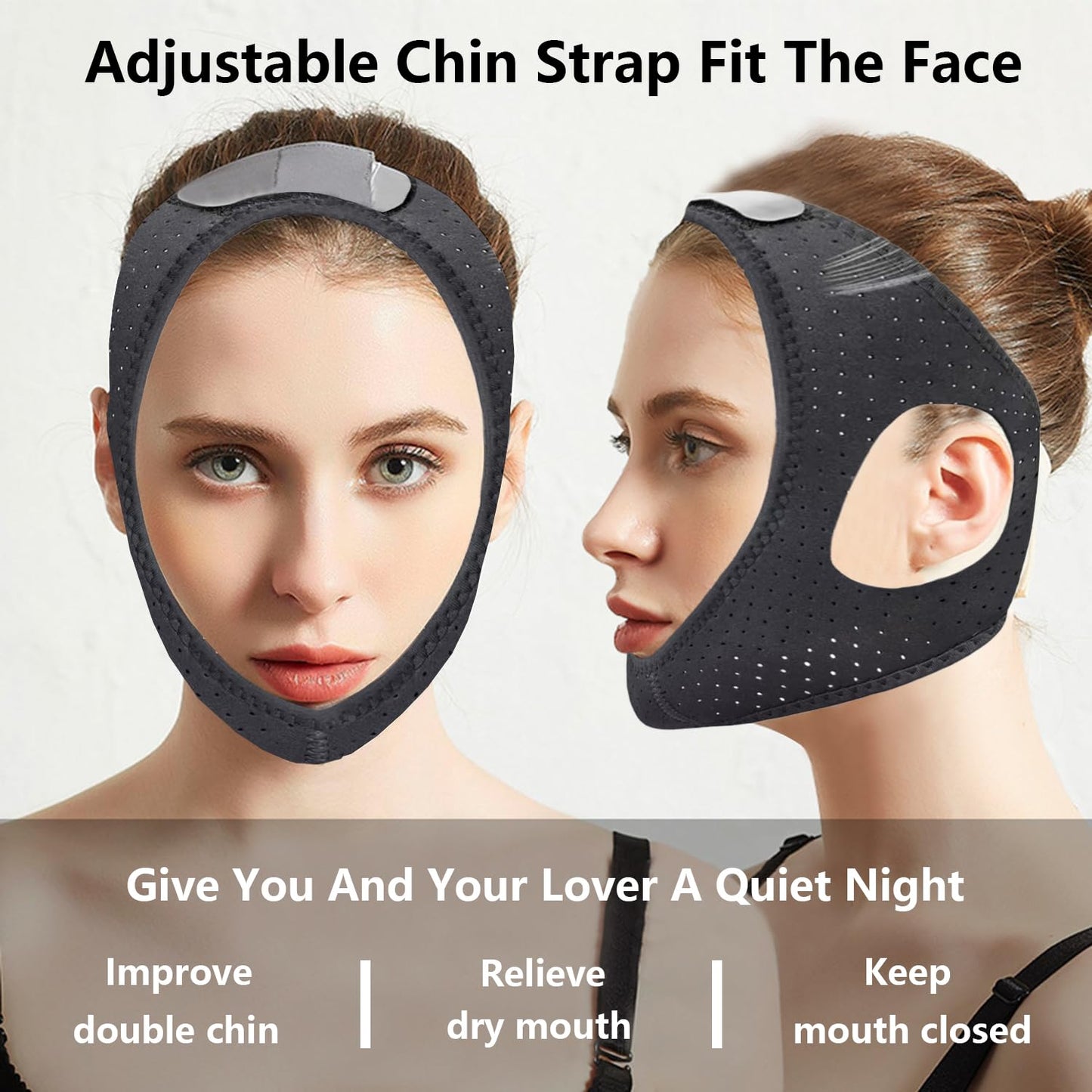 Anti Snore Chin Strap,Breathable CPAP Chin Strap,Adjustable Anti Snoring Devices for Men and Women,Comfortable Snore Chin Strap for Sleepping,Effective Stop Snoring Solution