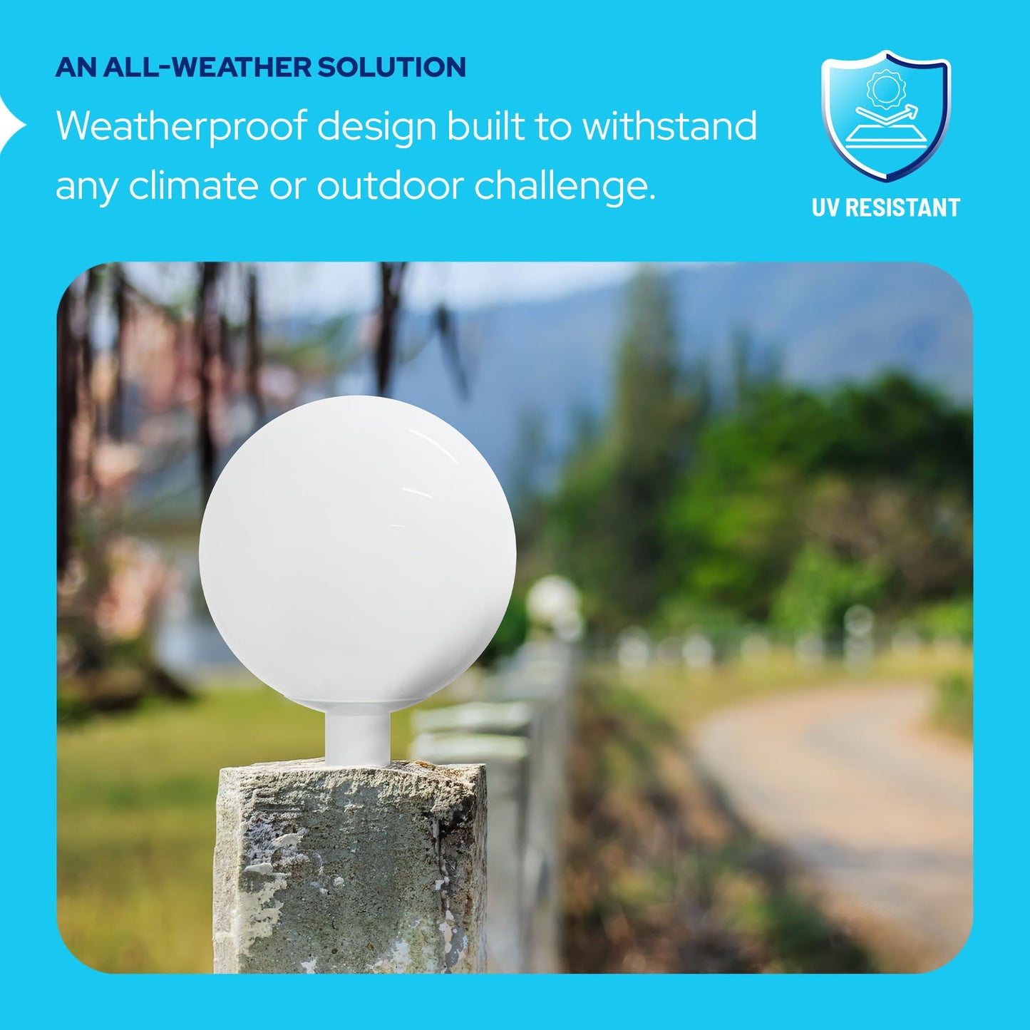 Kastlite 12 Outdoor Light Post Globe Combo  Fits 3 Posts - White Acrylic Lamp Cover  White Fitter Wing Clips  5000K Led Bulb - Modern Driveway Yard Lamppost Lighting Fixture  Outdoor Pole Lights