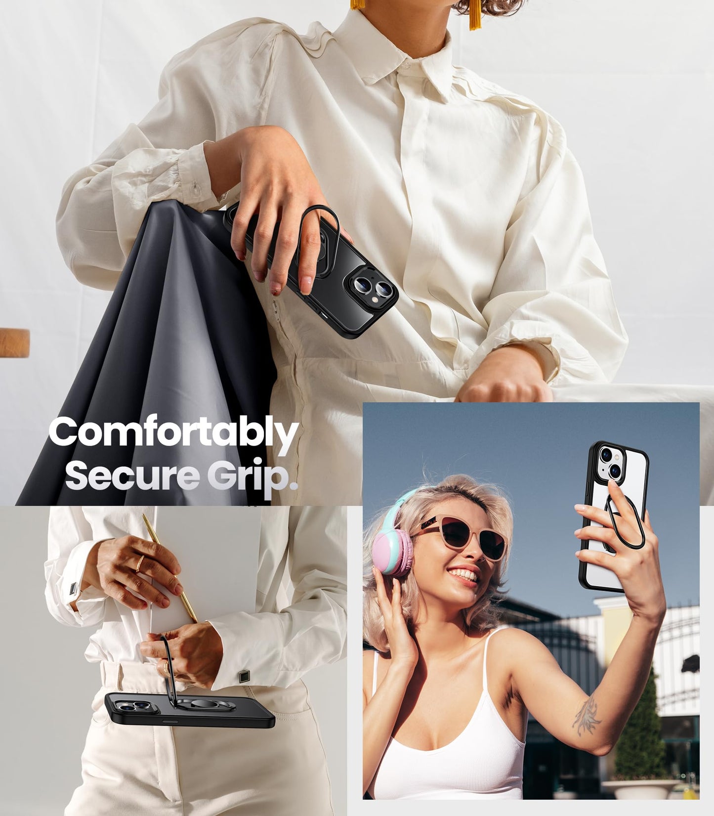 Shields Up For Iphone 15 Plus Case With Stand, Phone Case Clear With Double Ring Holder [Adjustable & Foldable] Shockproof Prote
