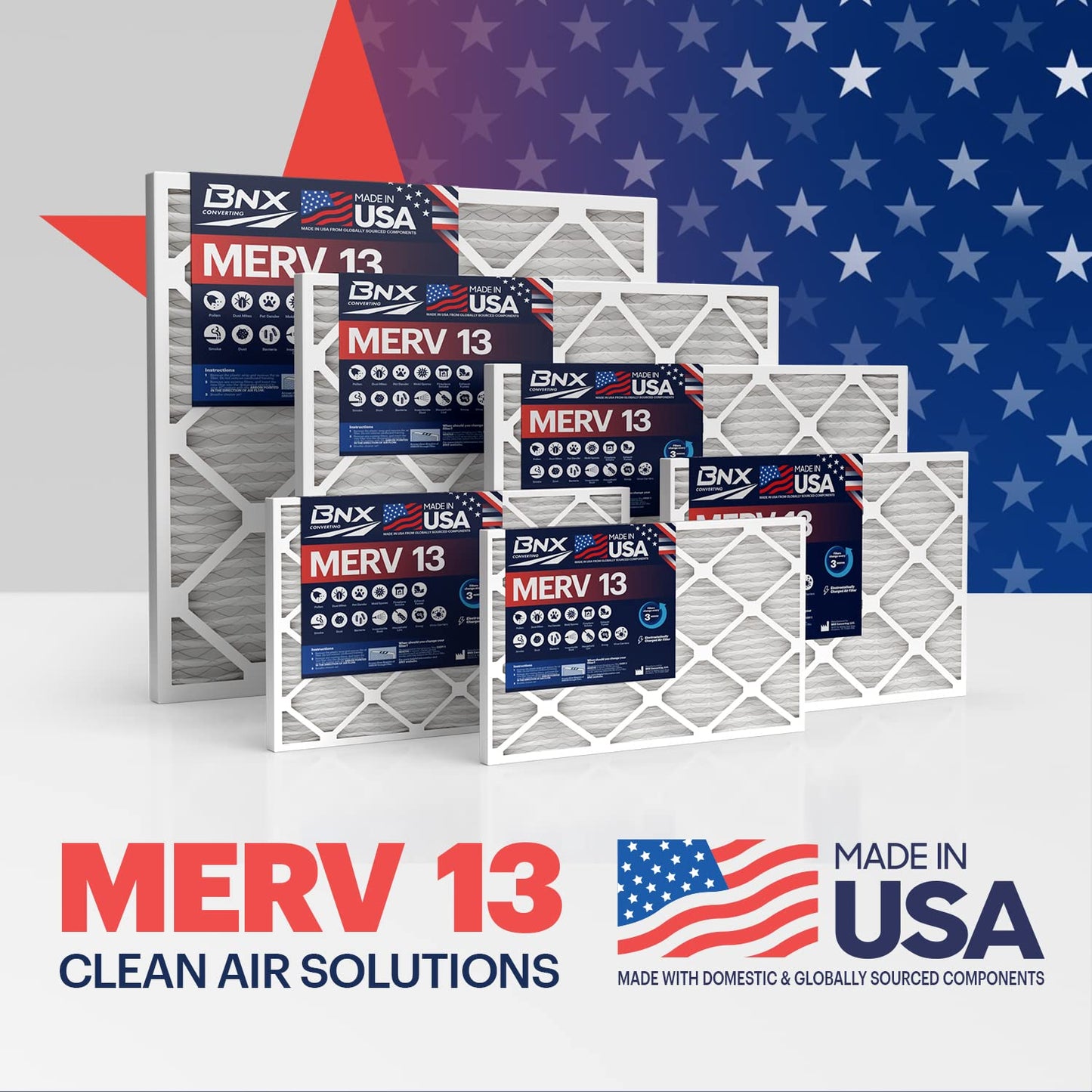 Bnx Trufilter 20X23X1 Air Filter Merv 13 (4-Pack) - Made In Usa - Electrostatic Pleated Air Conditioner Hvac Ac Furnace Filters
