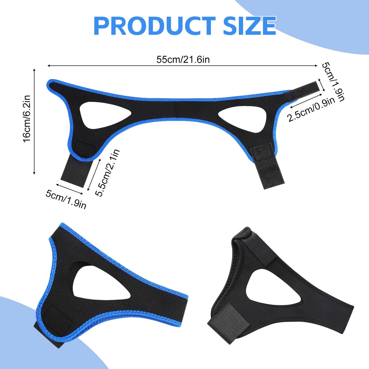 2PCS Veralabs Airflow Jaw Strap, Anti Snoring Devices, Anti Snoring Chin Strap, Adjustable Breathable Chin Strap for Men Women Sleeping, Simple and Effective Stop Snoring Solution with Blindfold