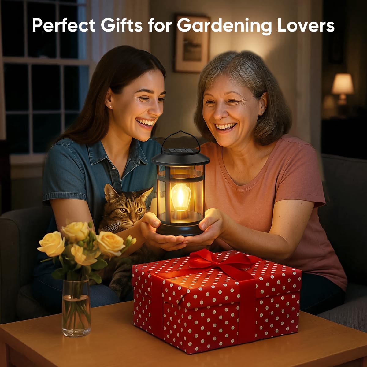 Nfever Solar Lanterns Outdoor Waterproof: 4 Pack Hanging Solar Lights For Outside Patio Porch Garden Tabletop Decor - Bright Led Warm White Solar Powered Lighting - 2025 Gardening Lovers Mom Gifts