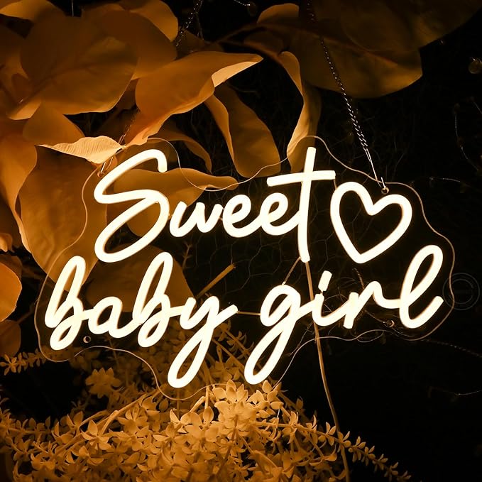 Britrio Sweet Baby Girl Neon Sign for Baby Shower Girl 1st Birthday Party Supplies Decoration Photo Backdrop Banner Gift L...