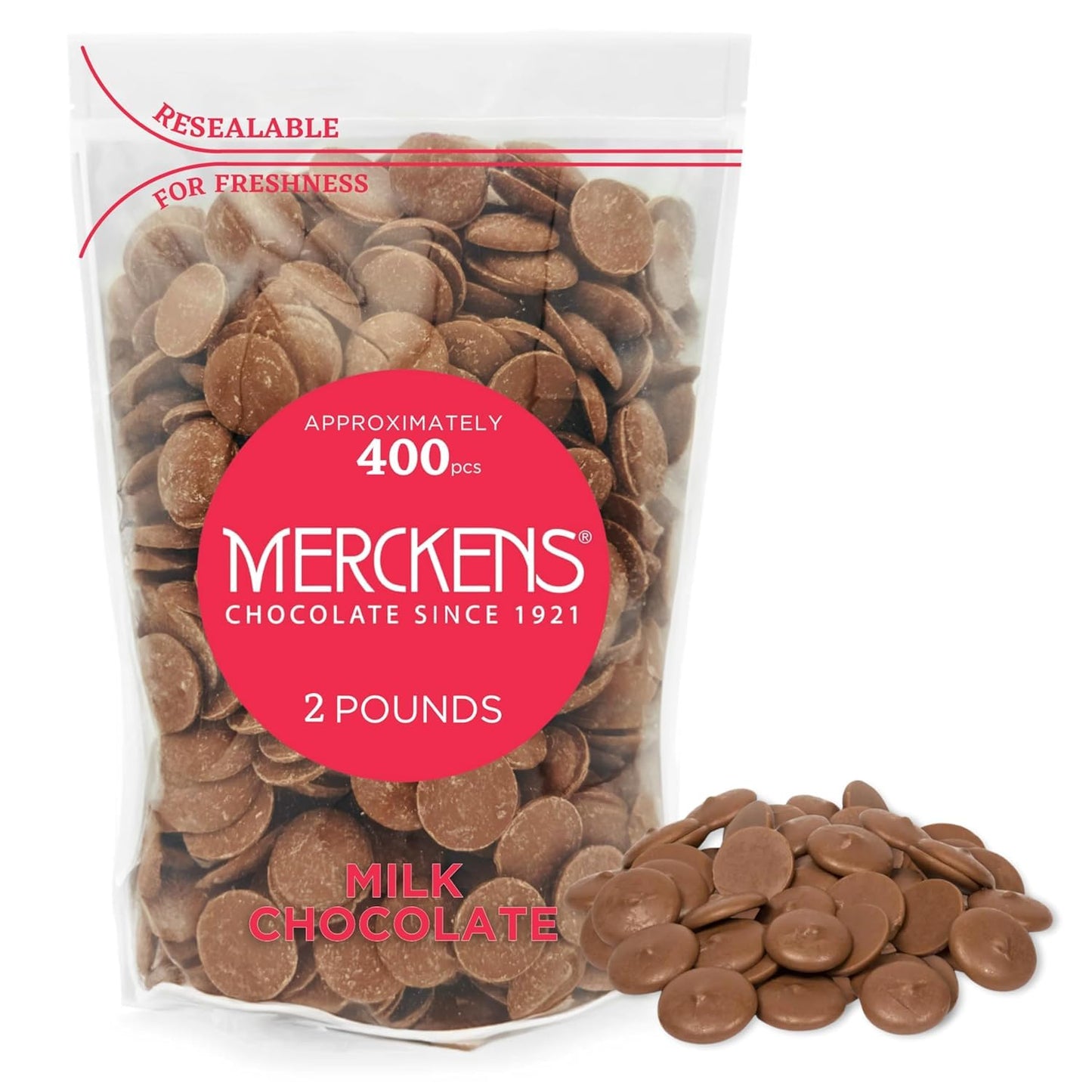 Merckens Chocolate Melting Wafers Bulk Bag Perfect For Dipping  Deserts  Baking And More (2 Pound  Milk New)