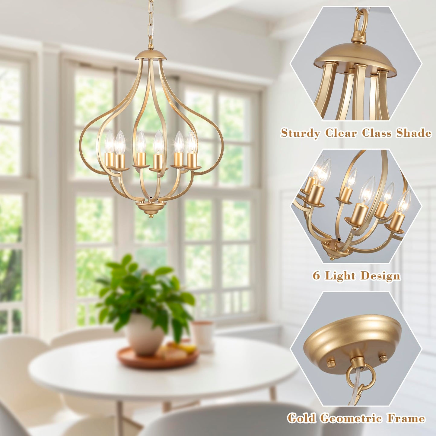 Yarlkav 6 Lights Vintage Farmhouse Light Fixtures  Pendant Lights Kitchen Island Lighting  Modern Kitchen Light Fixtures Over Table Gold Chandelier For Dining Room Hallway Entryway Bedroom Foyer