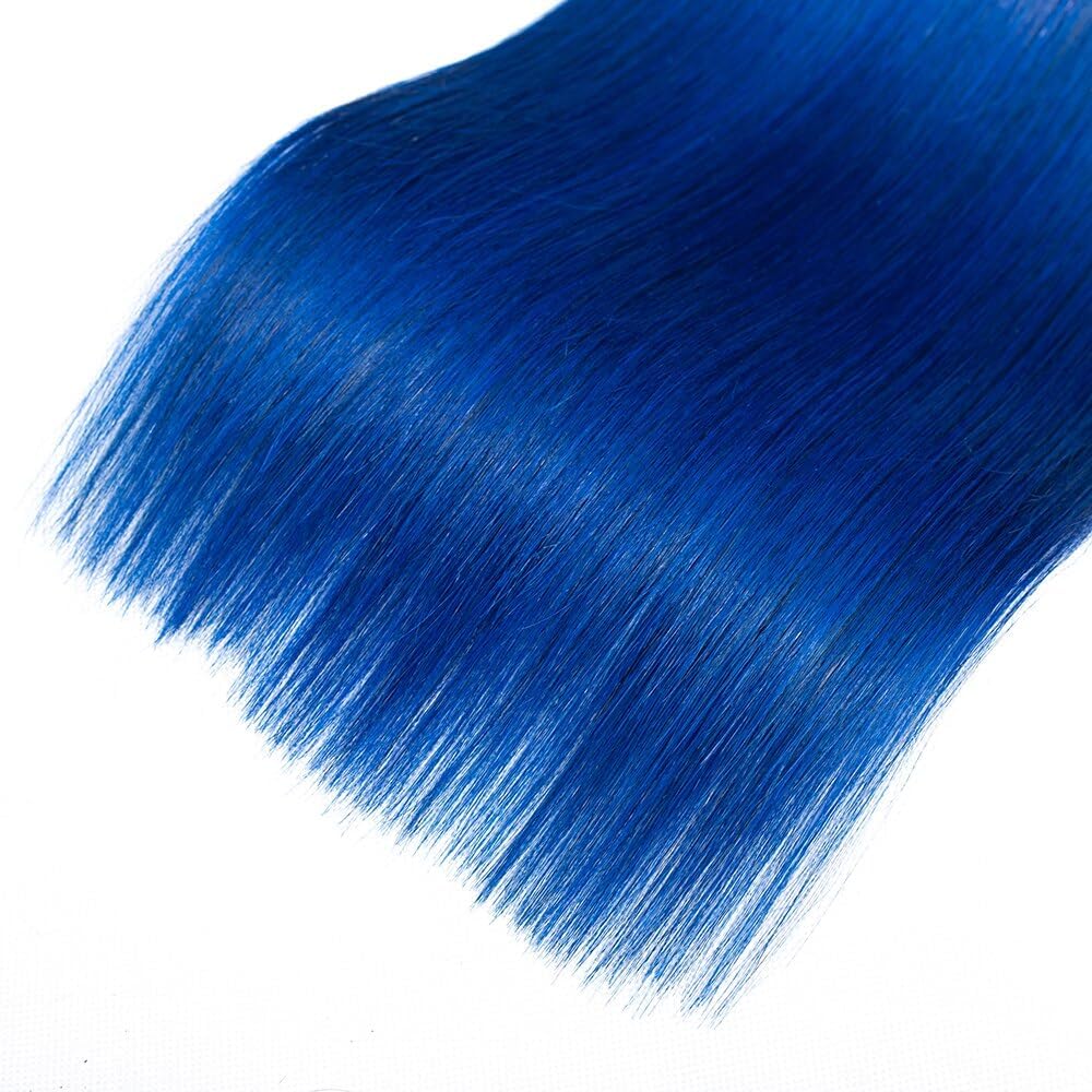 Lagalaga Bundles Human Hair 16 18 20 Inch Straight T1B Blue Human Hair Bundles Unprocessed Brazilian Virgin Hair Quick Weave Bun
