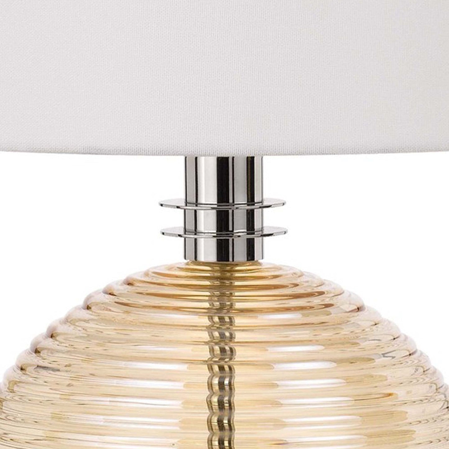 Benzara Table Lamp with Textured Glass Ball Accent, Model BM241799, White and Chrome