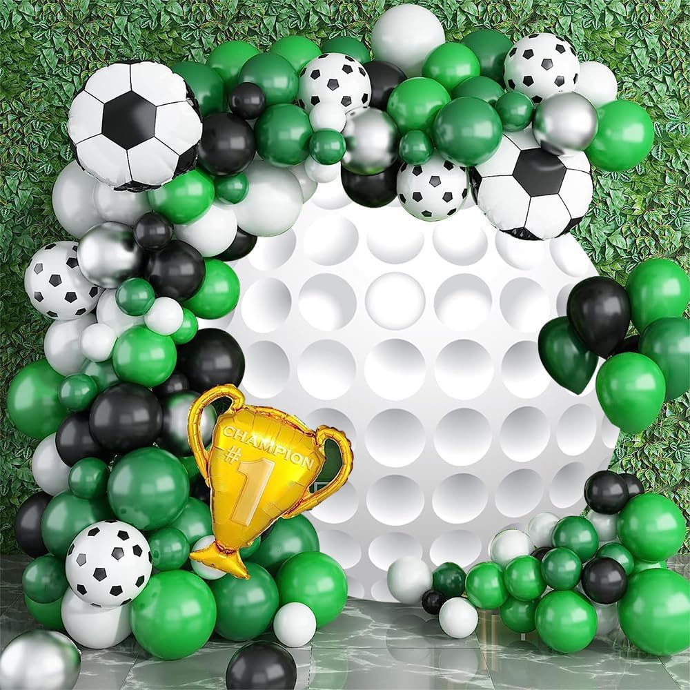 Laeacco 6x6ft Golf Theme Round Backdrop White Golf Ball Circle Backdrop Cover Golf Sports Themed Birthday Photo Background for Men Women Birthday Sports Match Games Club Party Portrait Booth Props