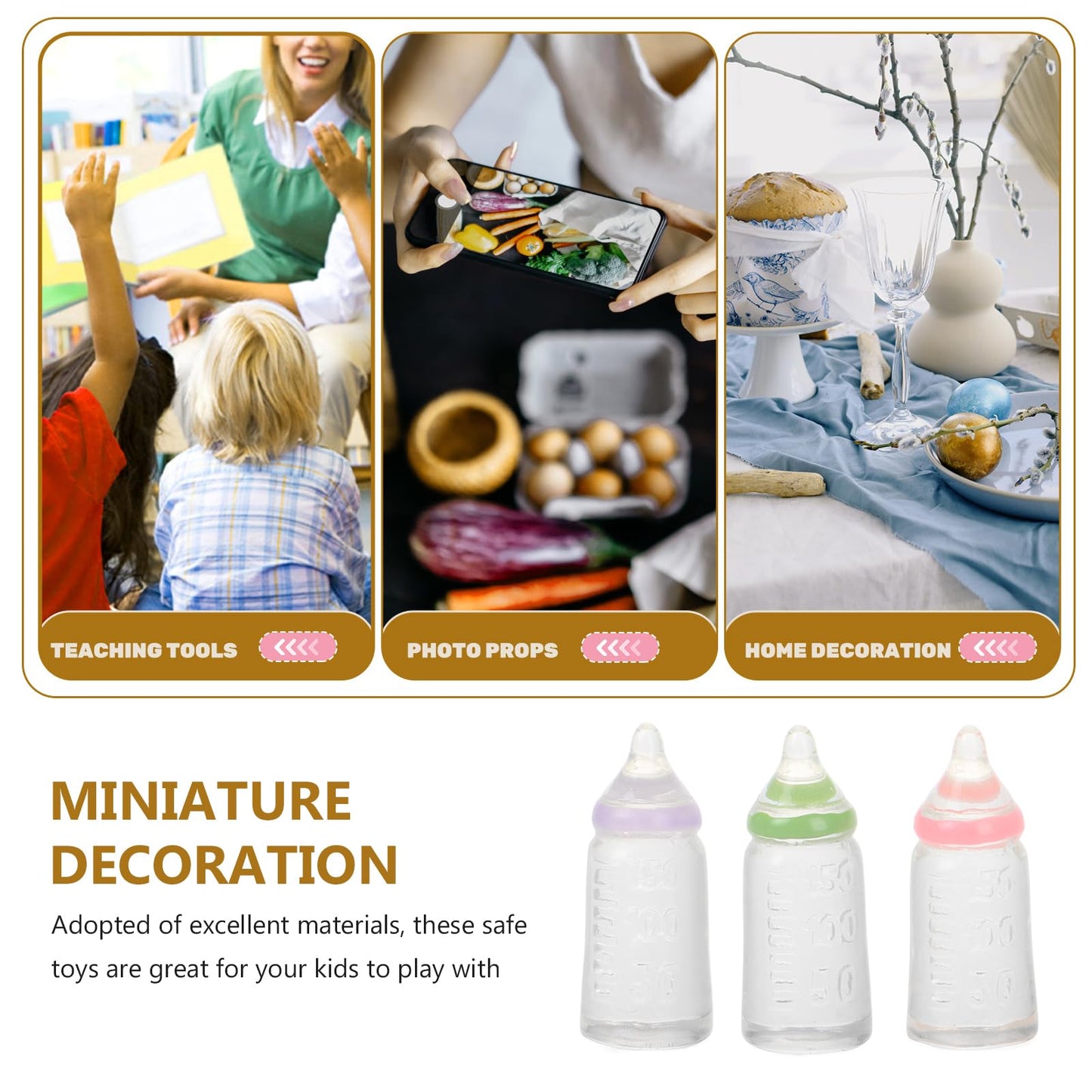 Kisangel 30pcs Miniature Baby Bottles Mini Baby Bottles Plastic s Model Micro Doll s for Shower Games