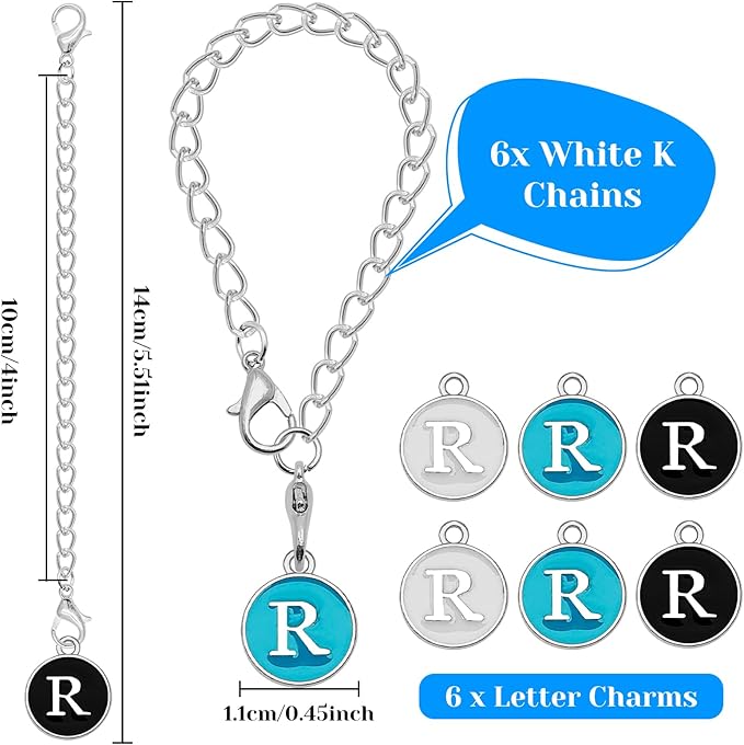 Letter Accessories for Stanley Cup,6PCS Initial Name ID Personalized Handle Personalized Handle Decor Set DIY Identification Handle Letter for Stanley Tumble (R/White/Black/Blue)
