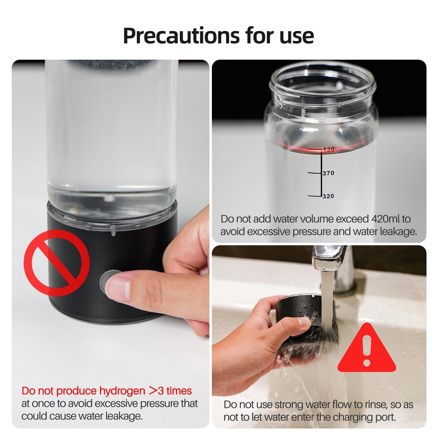 MOVOCA Hydrogen Water Bottle, 3Min 2200PPB Rapid Hydrogen Water Generator -SPE PEM Tech, 14OZ Portable Hydro Water Machine, Health Care Gifts for Husband, Wife, Family, Friends, Travel