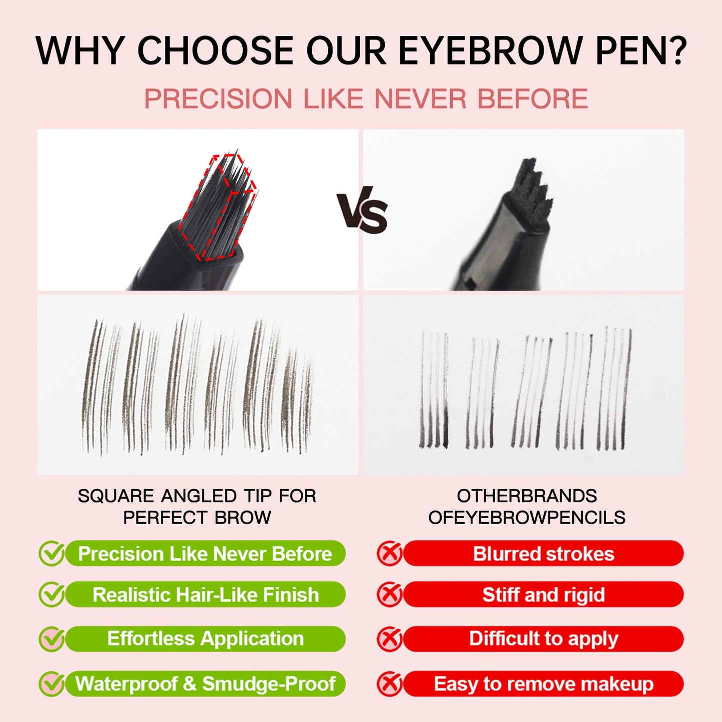 Liquid Microblading Eyebrow Pencils for Women-Waterproof,Quick-Drying Brow-Fection Pen with Angled Square Tip for Hair-Like Stro