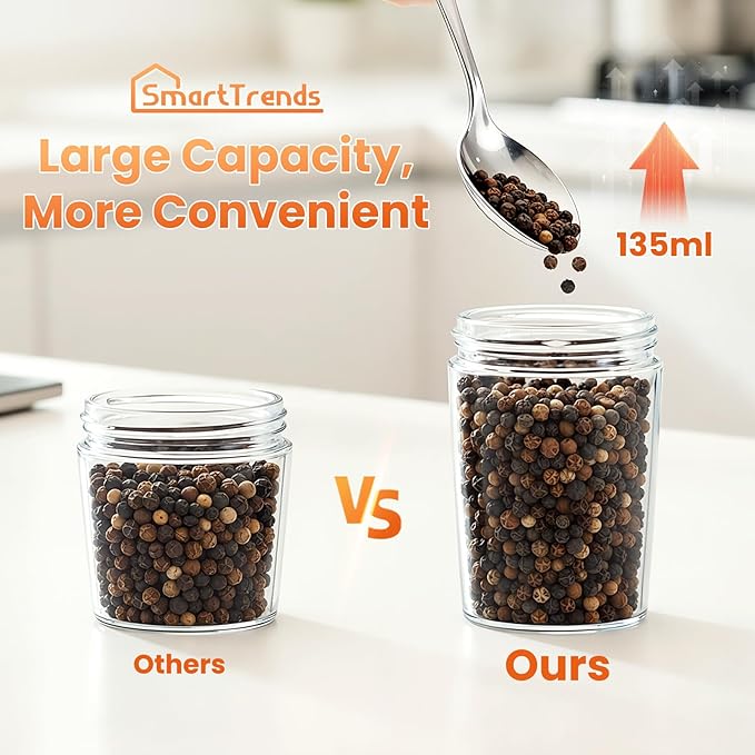 Gravity Electric Salt and Pepper Grinder Set with LED Light, Automatic Rechargeable Pepper Mill Grinder, Adjustable Coarseness for Peppercorn, Large Capacity for Home, Kitchen, 2 Pack