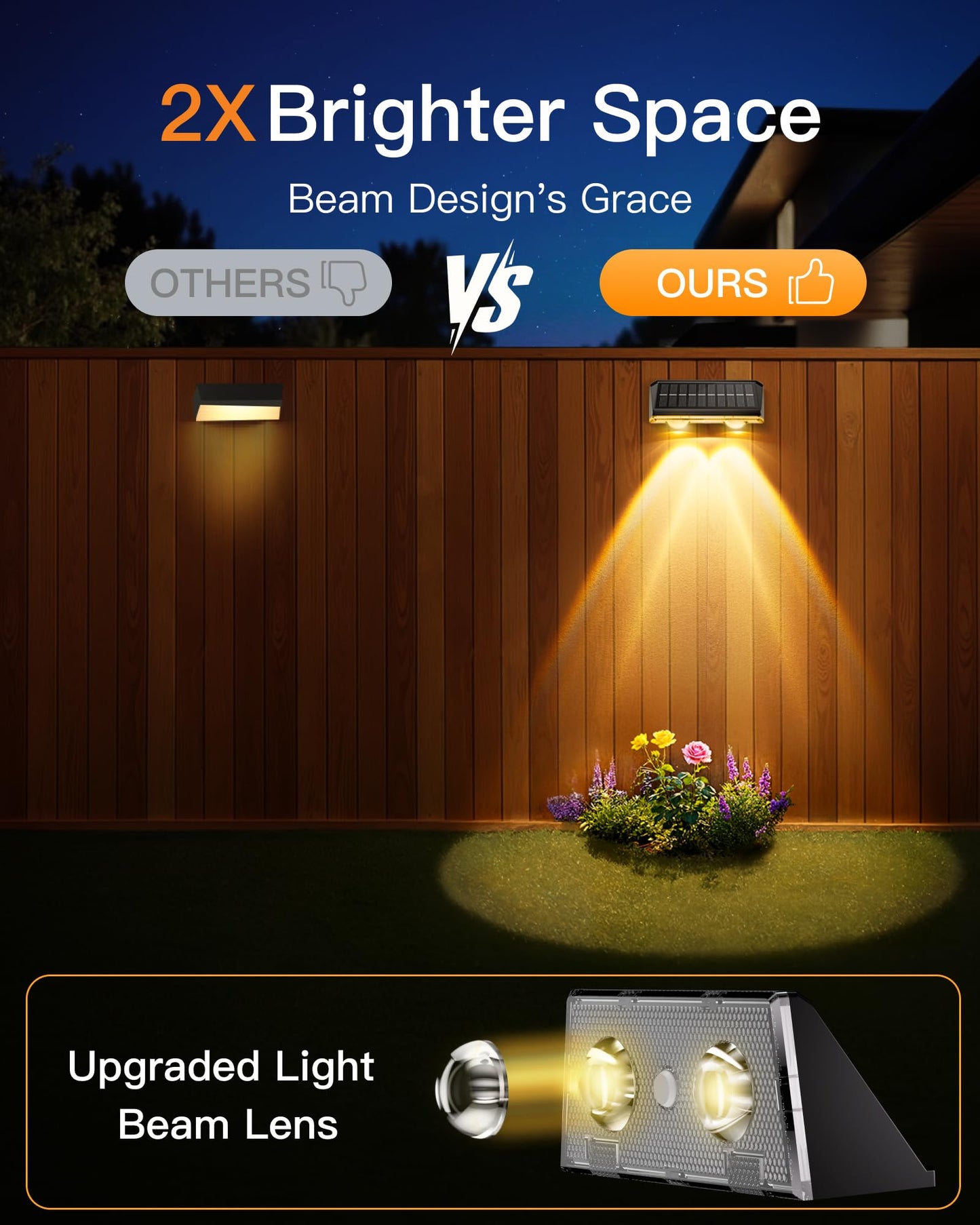 KEILAIMO Solar Fence Lights Outdoor, 16 Pack IP65 Waterproof Fence Lights Solar Powered with Ultra-Bright LED Lens, 9 Color Modes, 12+ Hours Steady Glow for Deck/Backyard/Patio/Pool/Wall - Black