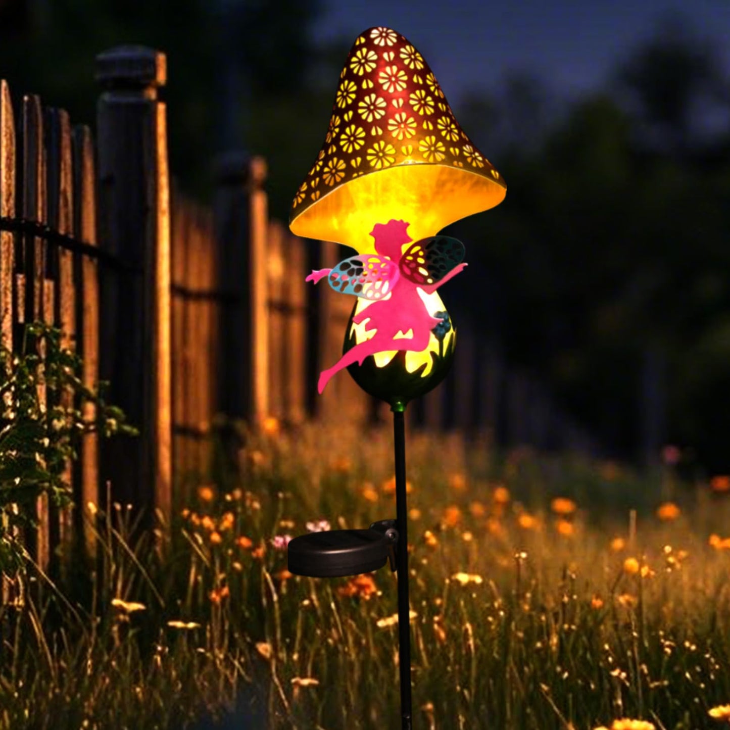 ZKLiLi Solar Mushroom Fairy Lights, Warm LED Garden Decorations, 14.5x14.5x20.5 cm, Colourful, Model ZKLILI-01