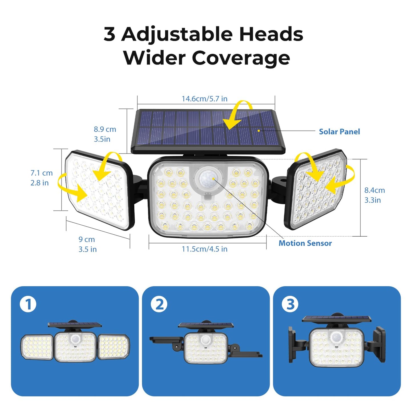 Peasur Solar Motion Lights Outdoor, 2 Pack, IP65 Waterproof, Remote Control, Black, Plastic, 3 Modes for Garden, Patio, Garage
