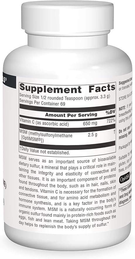 Source Naturals MSM (Methylsulfonylmethane) with Vitamin C - Powder, 8 Ounce
