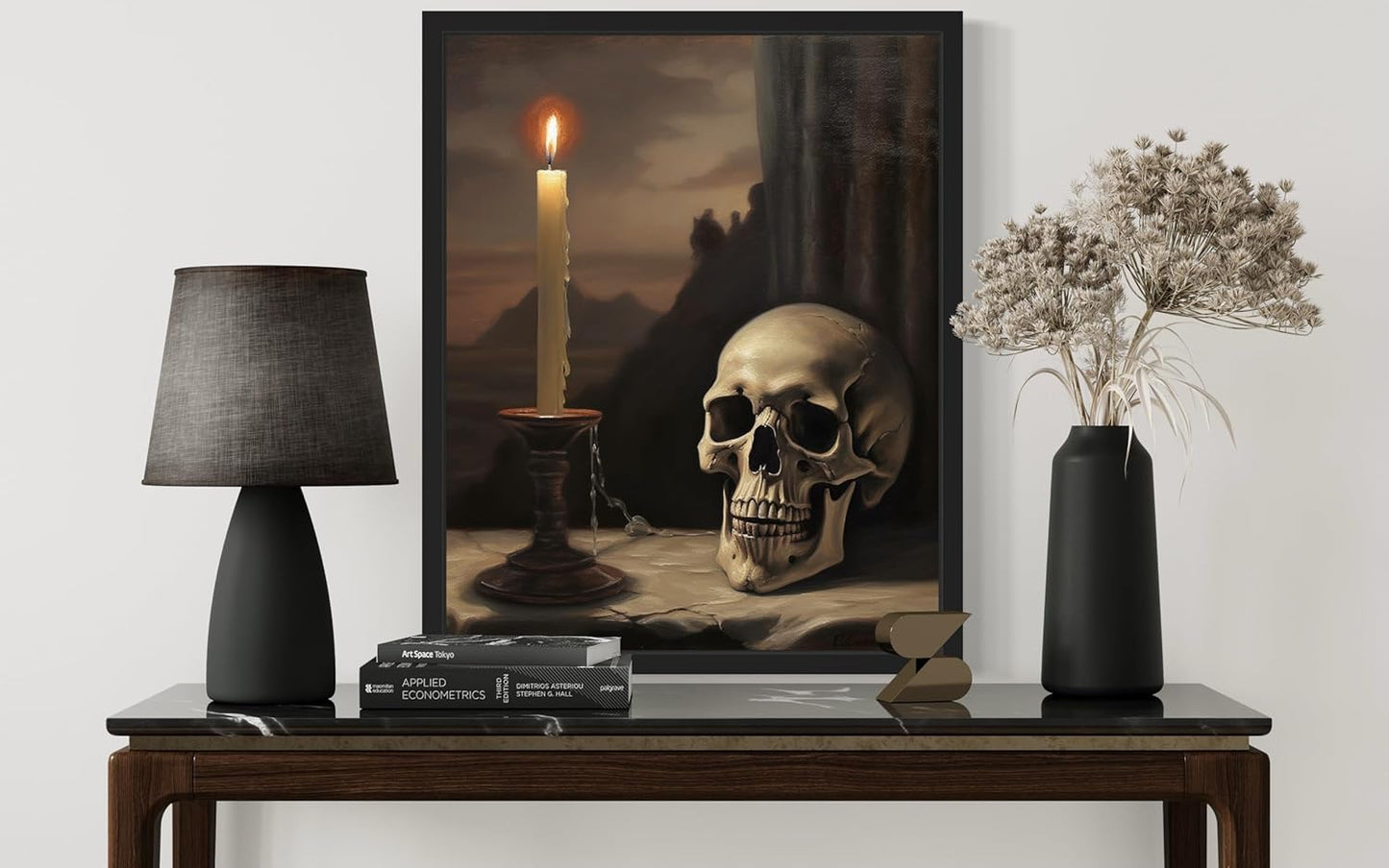 Skull and Candle Poster Art Print, Halloween Scary Vintage Wall Art Academia Spooky Painting Decoration for Horror Prints, Gothic Posters Bedroom Decor 89 (Skull and Candle, 16 x 20 inches, Unframed)