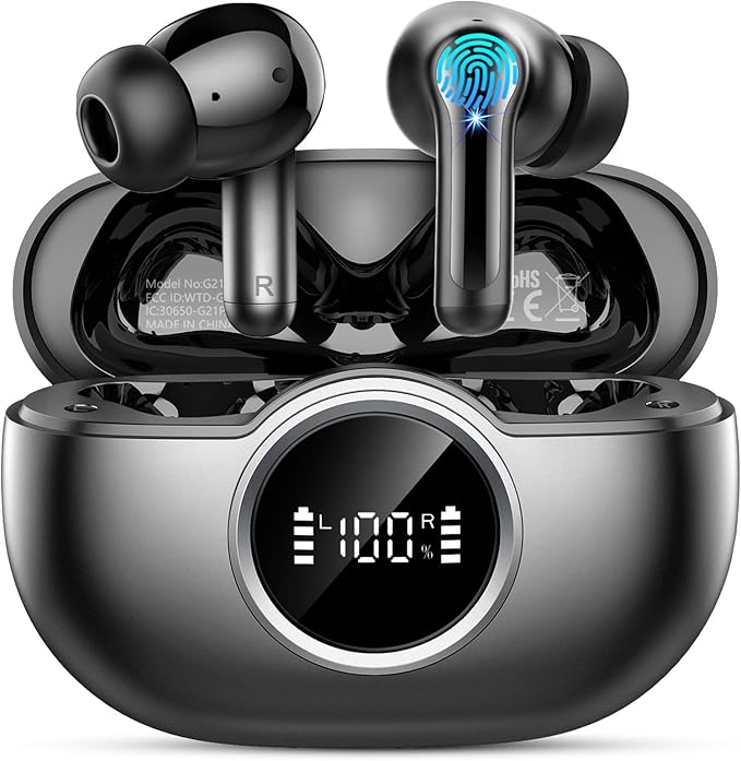 Wireless Earbuds, 2026 3D-Stereo Bluetooth 5.4 Headphones Deep Bass Ear Bud, 4 ENC Noise Cancelling Mic, 40+Hrs USB-C Earp...