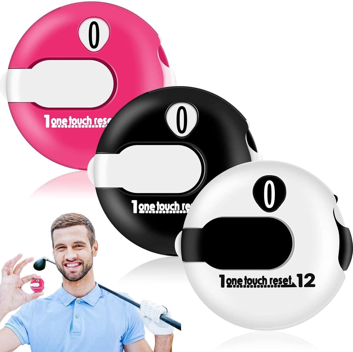 Frienda Golf Score Counter Mini Golf Stroke Counter with One Touch Reset and Simple Attachment to Scorekeeper Glove in