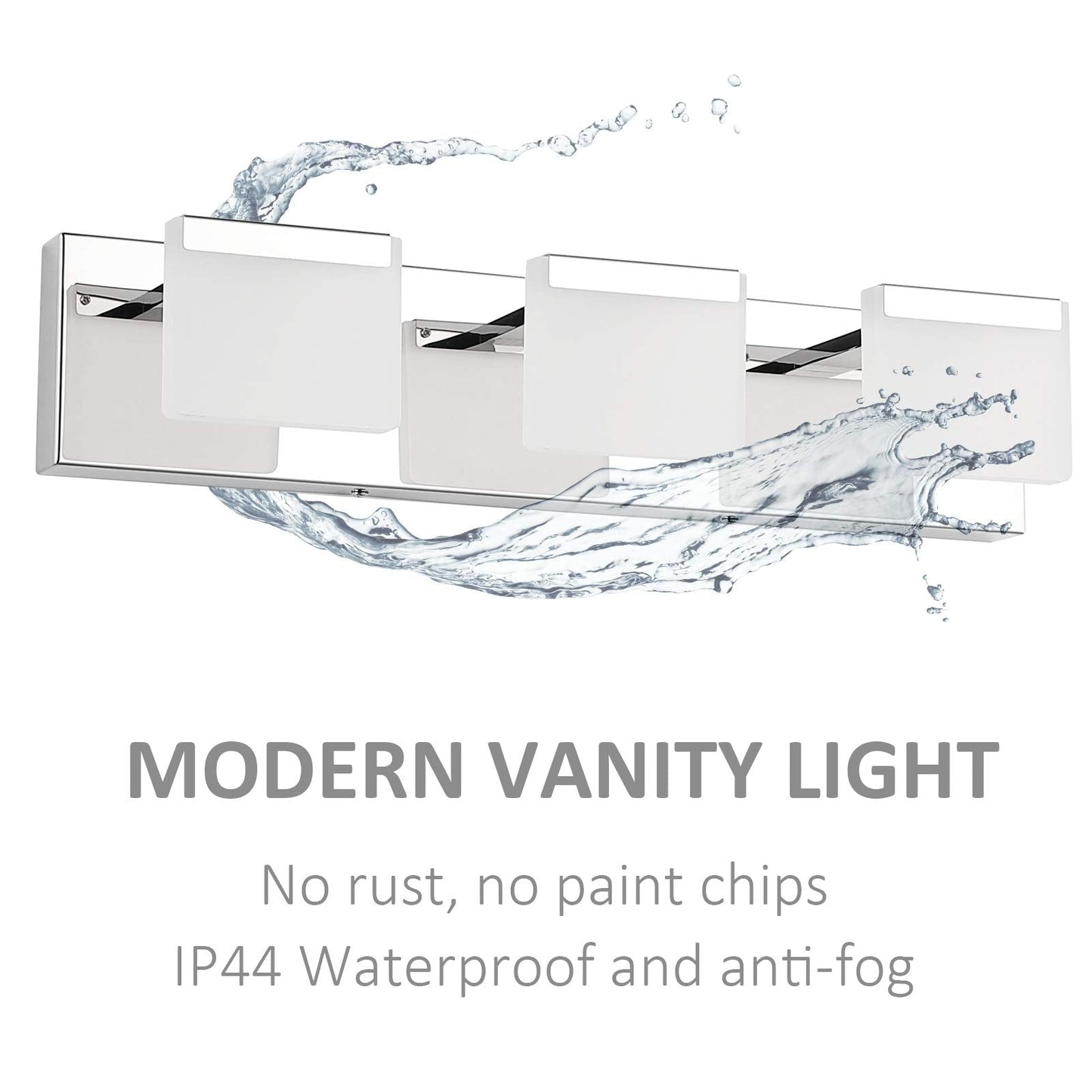 Ralbay Led Vanity Light - 3-Light Bathroom Wall Light, Acrylic & Stainless Steel, Chrome Finish, Model 8281-3T