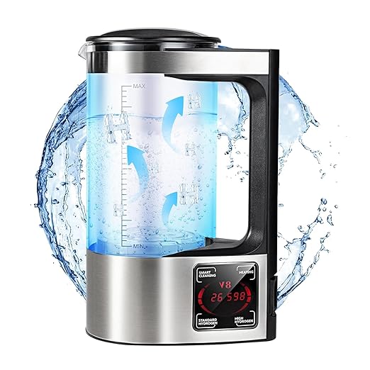 Hydrogen Water Bottle, Hydrogen Water Bottle Generator with SPE and PEM Technology, 2L Large Capacity Hydrogen Water Pitcher Maker Machine, Make Hydrogen Content up to 1800 PPB