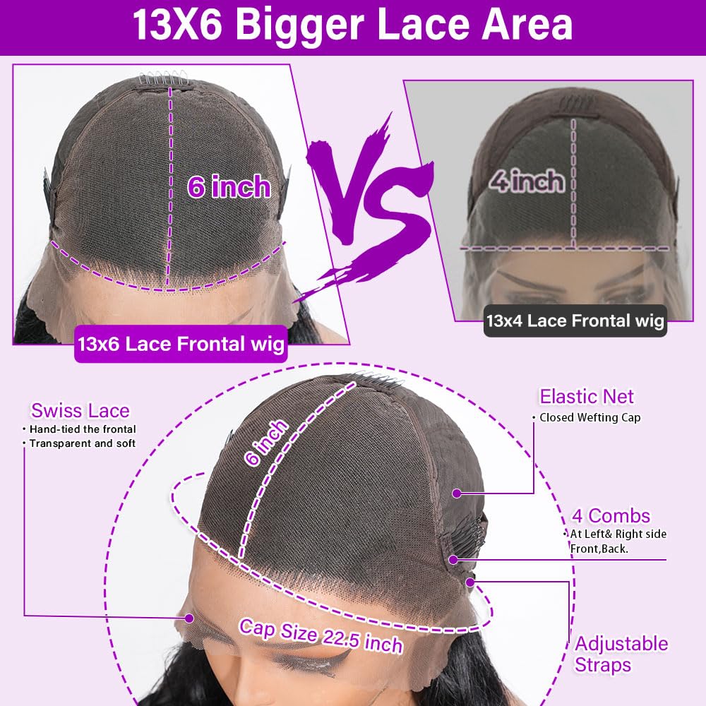 Ailwelia 13x6 Body Wave Lace Front Wigs Human Hair 200 Density Hd Transparent Lace Front Glueless Plucked Frontal Wigs 13x6 For