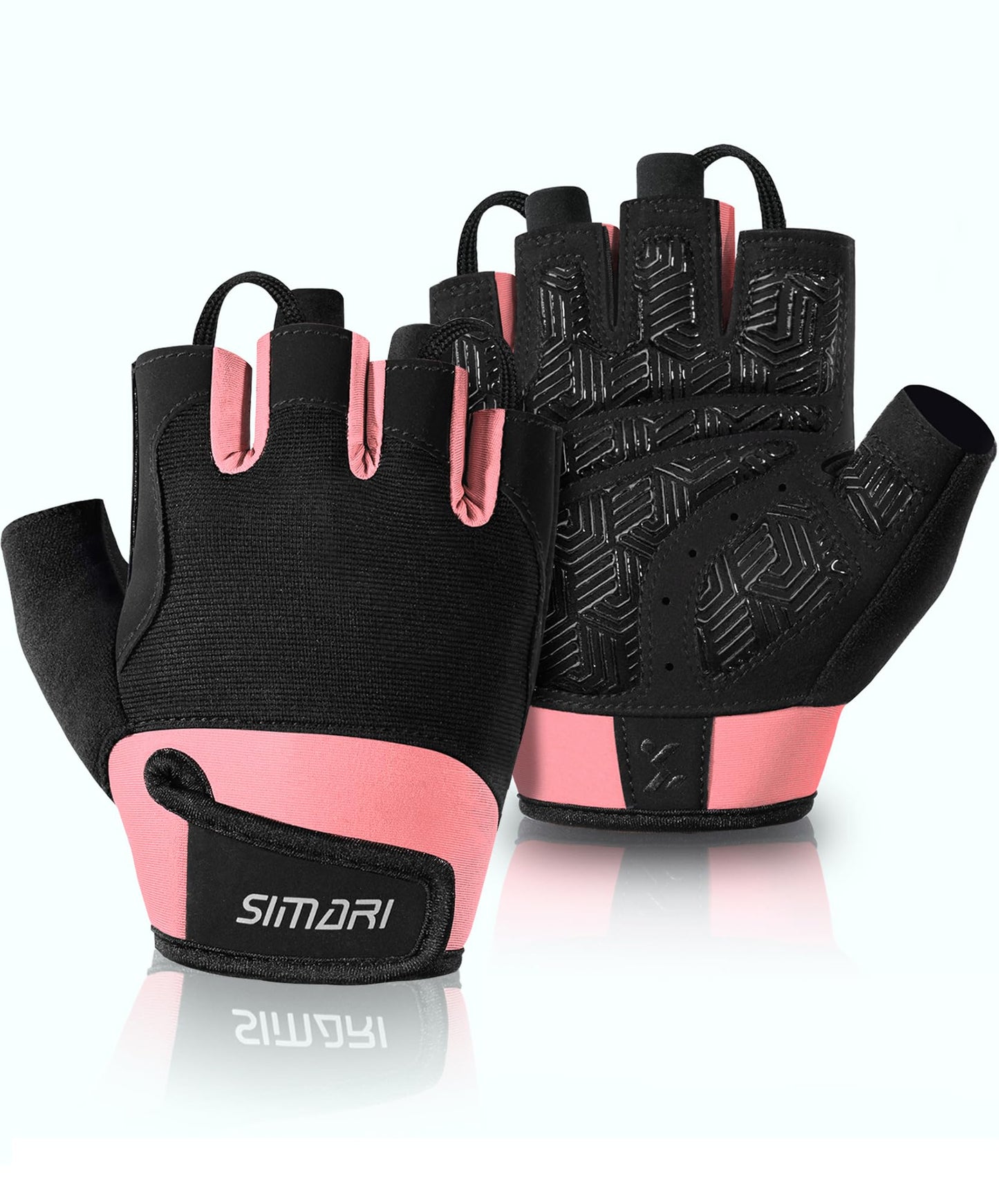 SIMARI Breathable Workout Gloves for Men & Women, Weight Lifting Gloves with Padded, Grip, Full Palm Protection, Gift for Gym Exercise, Cycling, Weightlifting Training, Fitness, Pink, Size L