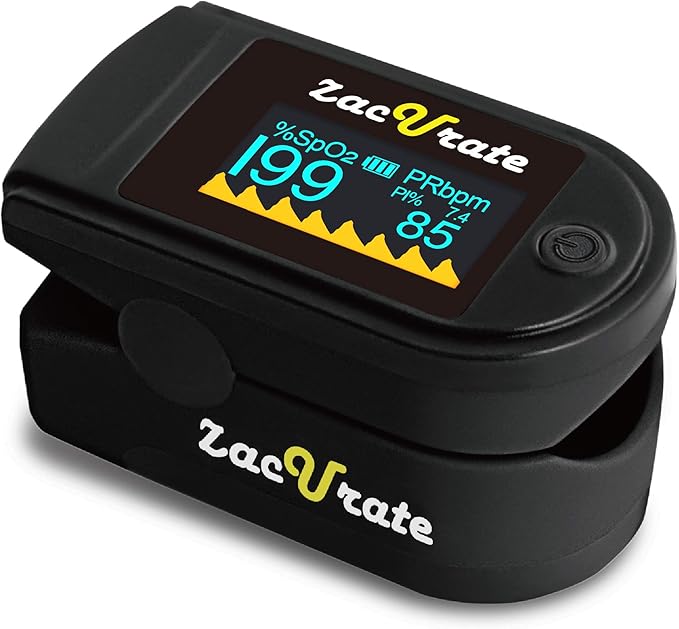 Zacurate 500C Elite Fingertip Pulse Oximeter Blood Oxygen Saturation Monitor with Silicon Cover, Batteries and Lanyard (My...
