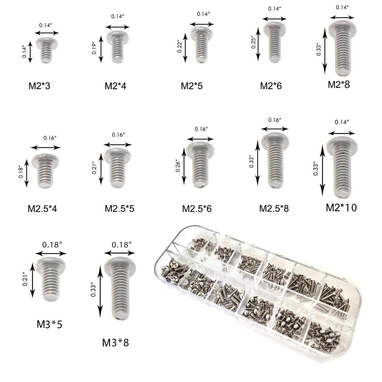 Easycargo 240Pcs 12 Sizes Laptop Screws Kit, Notebook Computer Replacement Screws Assortment Kit,M2 M2.5 M3, For Lenovo Toshiba